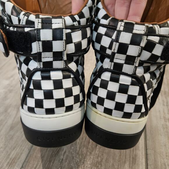Givenchy Tyson High Top Sneakers Womens Size 37 US 6.5 Checkered Leather Bold - Picture 10 of 16
